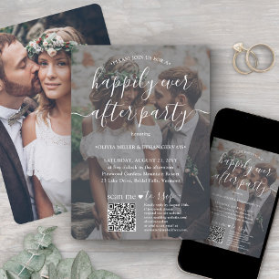 Invitation 2 Photo Joyeux Pour Toujours Soirée QR RSVP Mariag