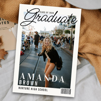 Invitation 2 Photo Moderne Magazine Couverture Graduation 202