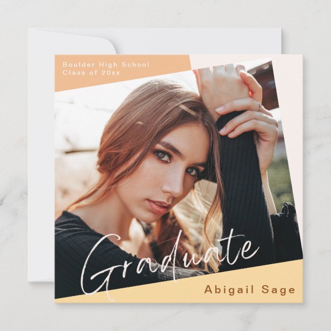 Invitation 2 Photo Moderne Moderne Moderne Graduation Naturel (Devant)