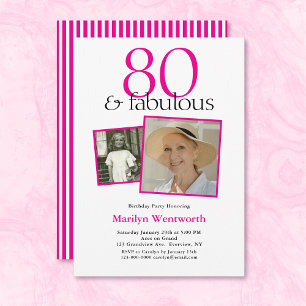 Invitation 2 Photo Typography Rose 80e Anniversaire