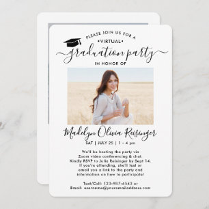 Invitation 2 Photo Virtual Graduation Party Modern Script