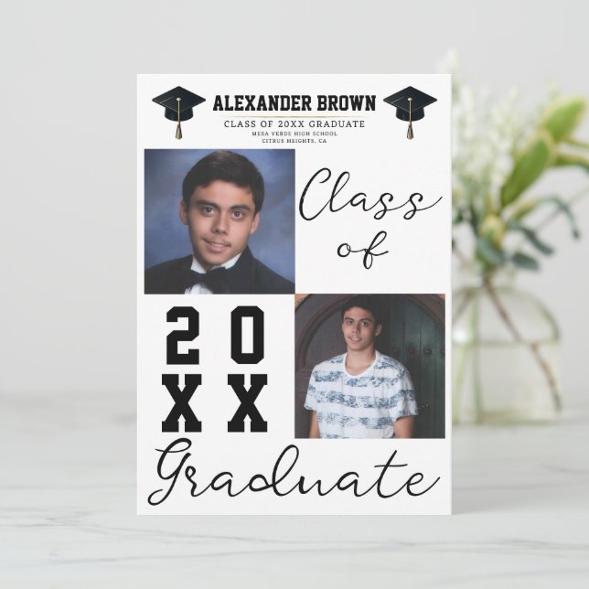 Invitation 2 Photos Carrés Classe de diplôme d'études supérie (Debout devant)