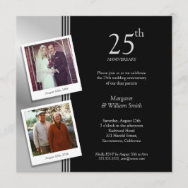 Invitation 2 Photos Fête des 25 ans de mariage Argent