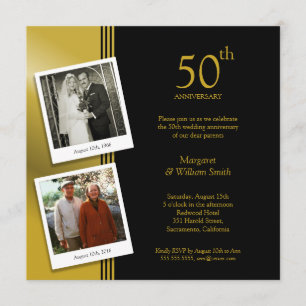 Invitation 2 Photos Golden 50th Mariage Anniversary Party