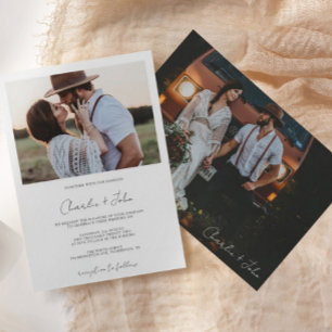 Invitation 2 Photos Mariage de script moderne
