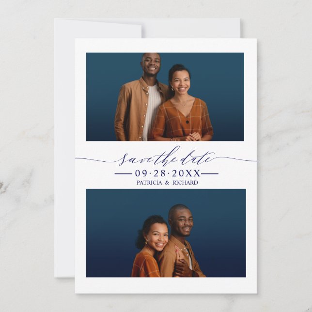 Invitation 2 Photos Mariage Enregistrer La Date (Devant)