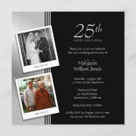 Invitation 2 Photos Soie 25ème anniversaire Mariage