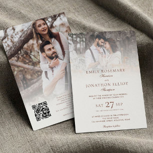 Invitation 2 Photos superposer le code QR Mariage officiel
