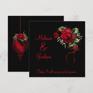 Invitation #2 Red Roses Ribbon Babys Mariage de l'haleine