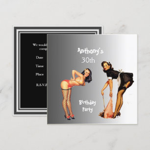 Invitation 2 White Pin-up Girls Birthday Party