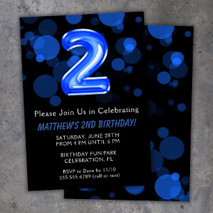 Invitation 2e anniversaire Ballons Enfants Blue Boy Party