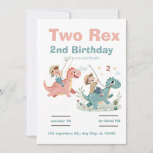 Invitation 2e anniversaire de dinosaure