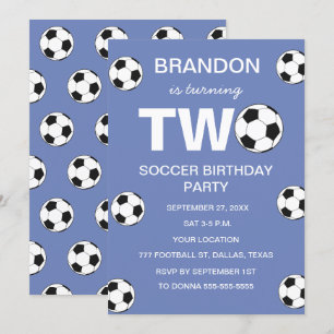 Invitation 2e anniversaire de fête Football Blue Boys Sports
