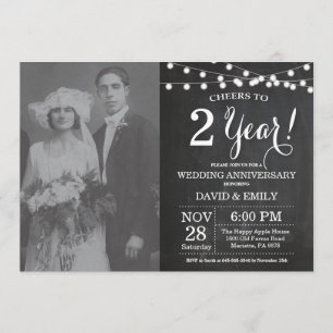 Invitation 2e anniversaire de Mariage Chalkboard photo