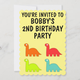 INVITATION 2E ANNIVERSAIRE DEUX INVITATIONST-REX DINO