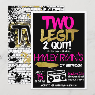 Invitation 2e anniversaire Deux Legit Deux Quit Hip hop Invit