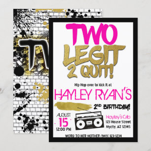 Invitation 2e anniversaire Deux Legit Deux Quit Hip hop Invit