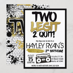 Invitation 2e anniversaire Deux Legit Deux Quit Hip hop Invit