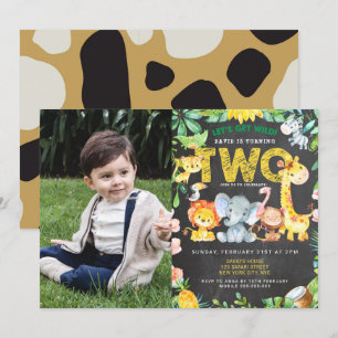 Invitation 2e anniversaire Jungle Party Safari Animaux Photo