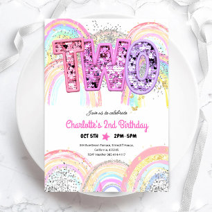 Invitation 2e anniversaire Paillettes Arc-en-ciel
