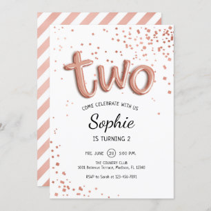 Invitation 2e anniversaire - Rose Gold White