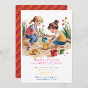 Invitation 2e anniversaire Sandbox Girl Party