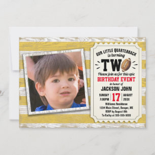 Invitation 2e anniversaire Sports Photo Football Rustique Jau