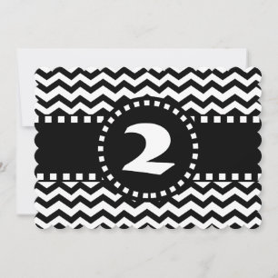Invitation 2e anniversaire Zig Zag W02B noir et blanc