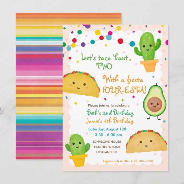 Invitation 2e et 4e anniversaire - Personnalisé (Devant / Derrière)