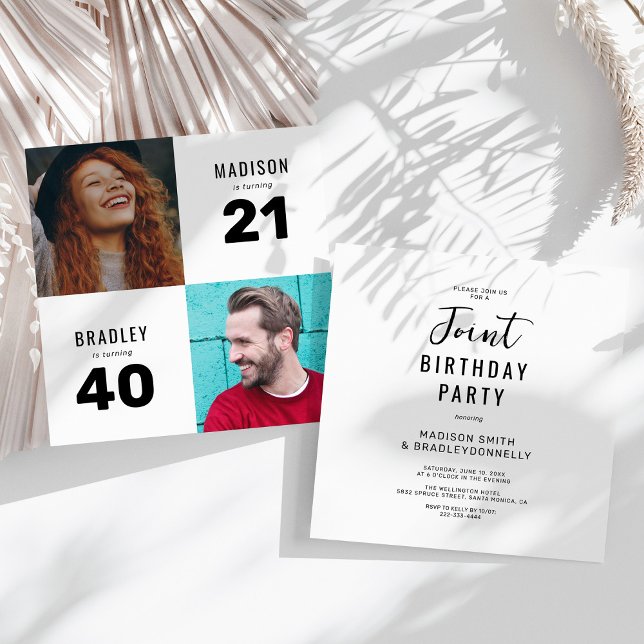 Invitation 2e fête d'anniversaire conjointe photo (Créateur téléchargé)