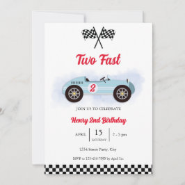 Invitation 2nd Birthday Too Fast, Vintage Race Einladung