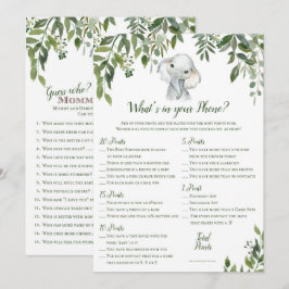Invitation 2x Jeux Eléphant Baby shower 5x7" Taille