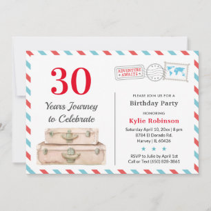 Invitation 30 40 50 Aventure de voyage pour adultes Fête d'an