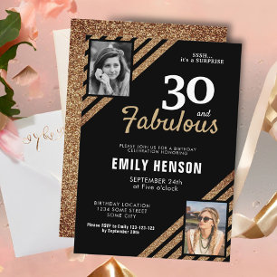 Invitation 30 ans et Fabuleux Paillettes Or 2 Photo 30e Anniv