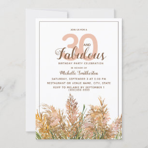 Invitation 30 Fabulous Herbe de la Pampa sur Anniversaire Bla