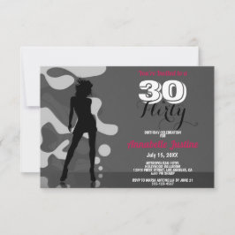 Invitation 30 & FLIRTY Moderne 30e Anniversaire Hot Pink élég
