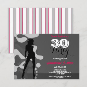 Invitation 30 & FLIRTY Moderne 30e Anniversaire Hot Pink élég