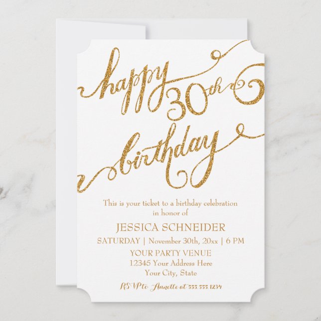 Invitation 30e, 30e anniversaire de fête des billets (Devant)
