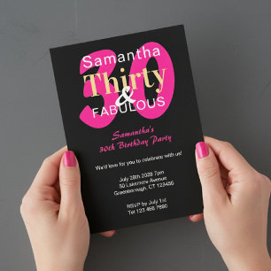 Invitation 30e anniversaire 30 et Fabulous Hot Pink Black Par
