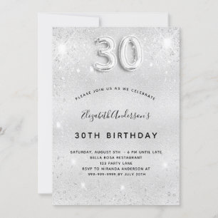 Invitation 30e anniversaire argent parties scintillant glamou