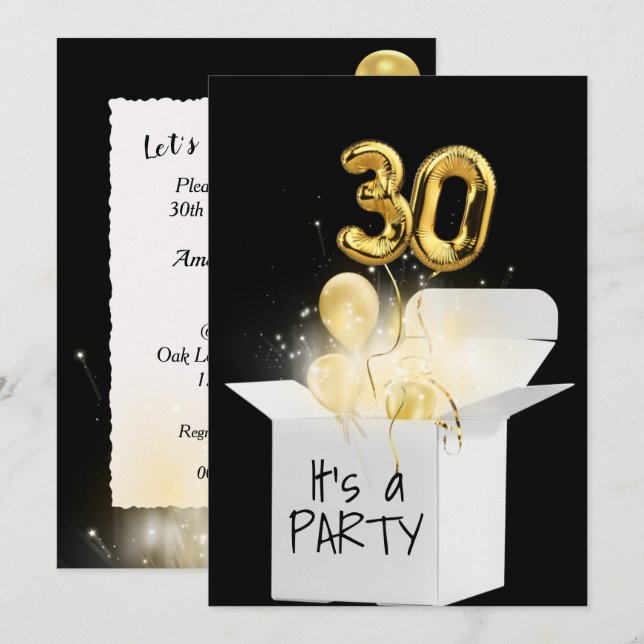 Invitation 30e anniversaire Ballons d'or en boîte blanche (Devant / Derrière)
