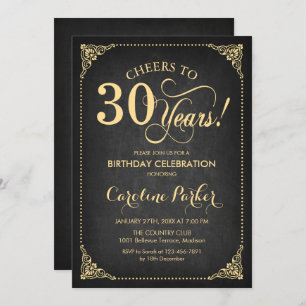 Invitation 30e anniversaire - Chalkboard Gold