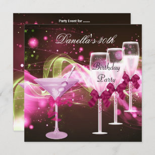 Invitation 30e anniversaire Champagne Pink Martini