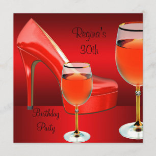Invitation 30e Anniversaire Chaussures Rouges Hi Talons Vin V
