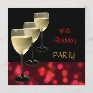 Invitation 30e anniversaire de fête Boissons Lunettes Noir Ro