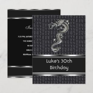 Invitation 30e anniversaire de fête Cuir Métal Mans Argent