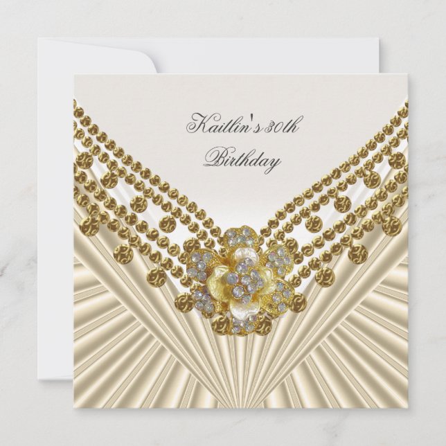 Invitation 30e anniversaire de la fête Crème blanche Diamant (Devant)