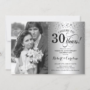 Invitation 30e anniversaire de mariage avec photo - Argent