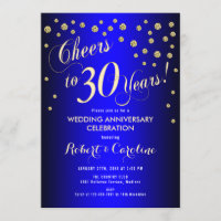 30e anniversaire de mariage - Bleu royal et or