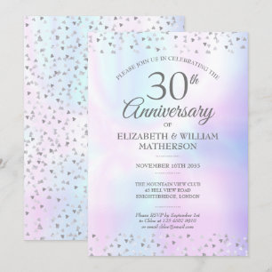 Invitation 30e Anniversaire de Mariage Cœurs de Perles Confet